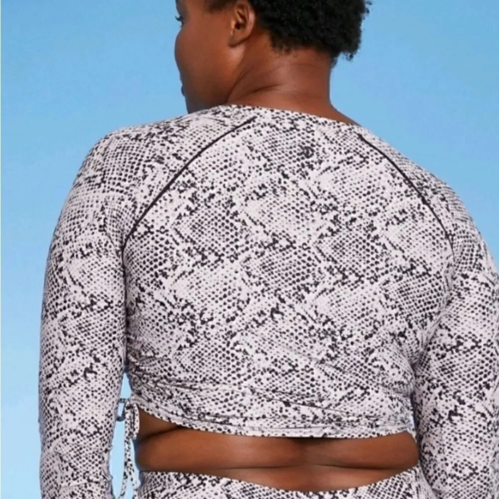 All In Motion Swim Side-Cinch Long Sleeve Rash Guard Gray and Speckled Black NWT - Picture 6 of 10